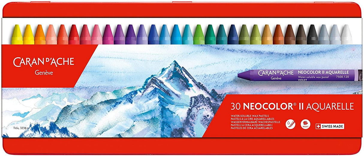 Caran D'Ache Neocolor II Aquarelle Wax Pastels (Tin of 30)