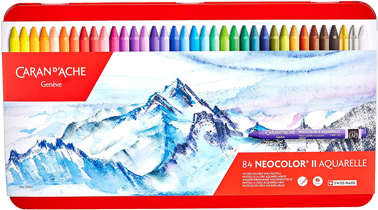 Caran D'Ache Neocolor II Aquarelle Wax Pastels (Tin of 84)