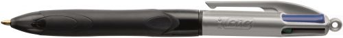 BIC 4 Colours Grip Pro Ballpoint Pen 1.0mm Tip Black/Silver Barrel Black/Blue/Green/Red Ink (12pk)
