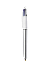 BIC 4 Colours Shine Ballpoint Pen 1.0mm Tip Silver Barrel Black/Blue/Green/Red Ink (12pk)