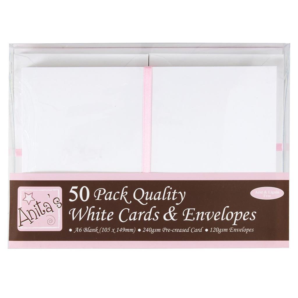 Anita's Cards & Envelopes A6 240gsm White (50pk)