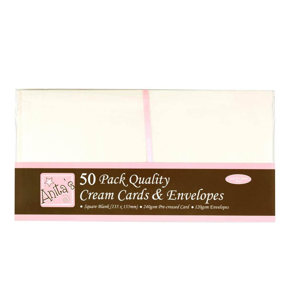 Anita's Cards & Envelopes 135mm x 135mm Square 240gsm Cream (50pk)