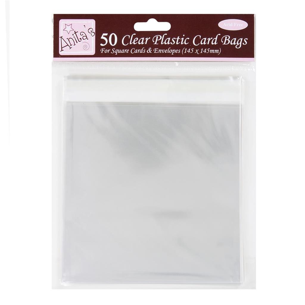 Anita's Clear Plastic Card Bags for 14.5cm x 14.5cm Square Cards (50pk)