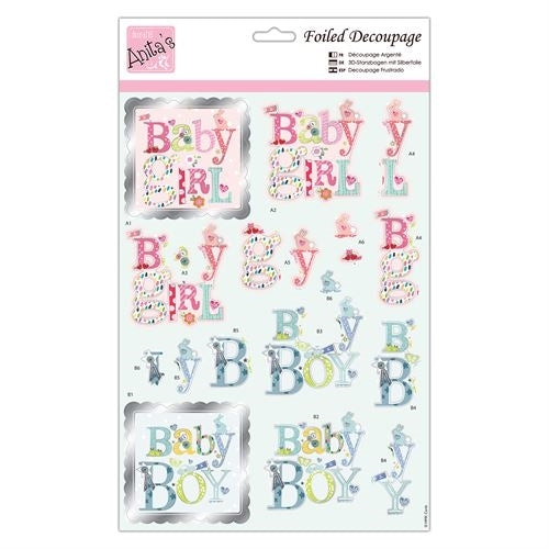 Anita's Foiled Decoupage - Baby Text