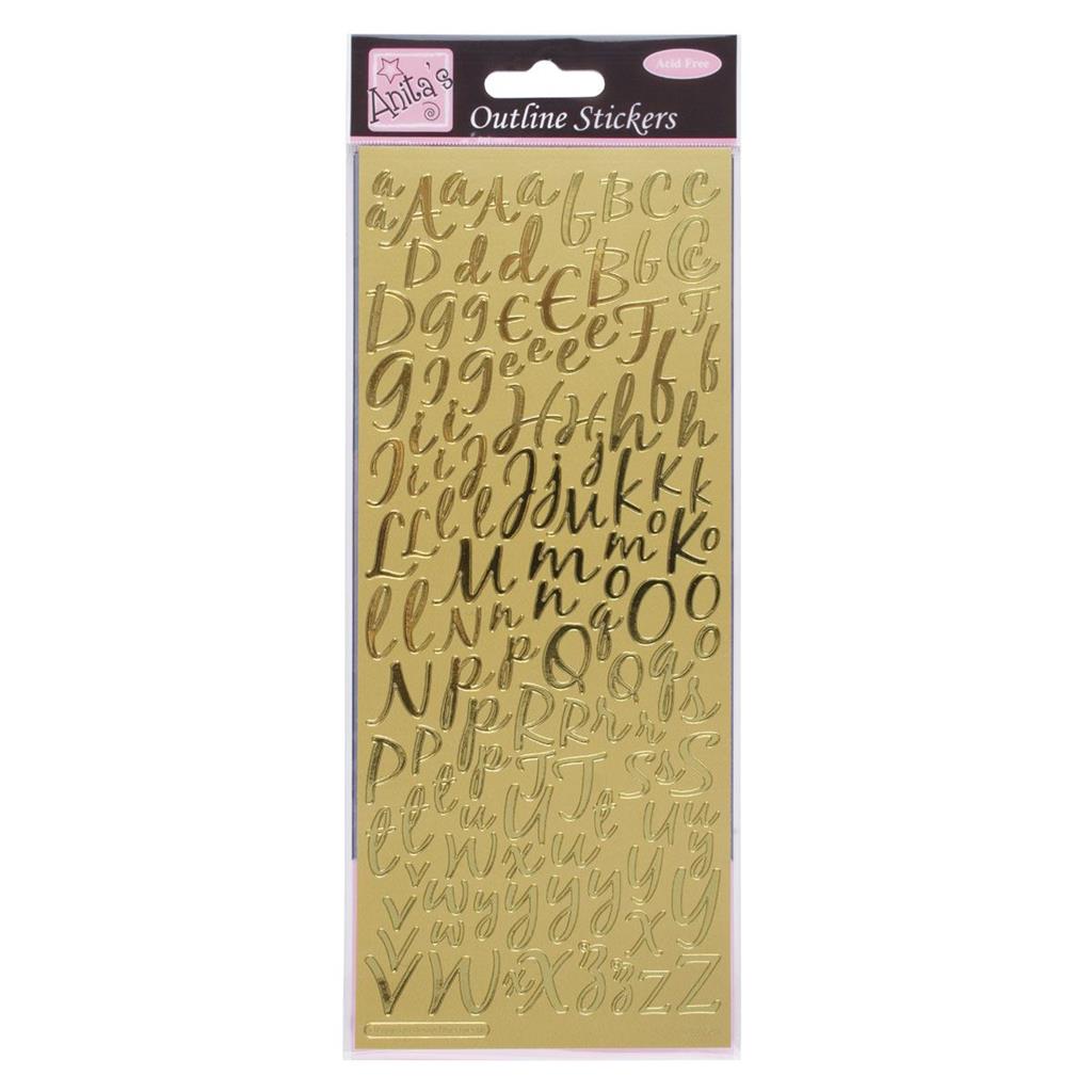 Anita's Outline Stickers - Modern Alphabet Gold