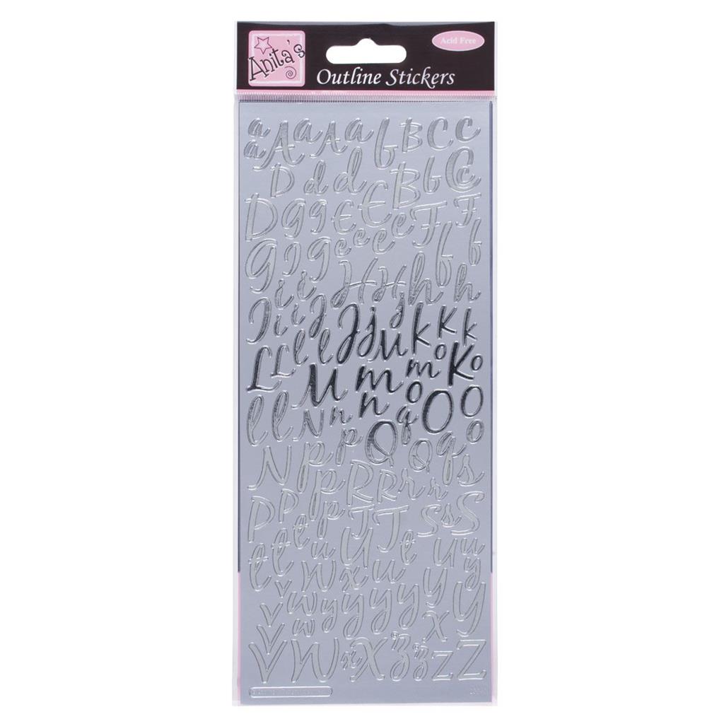 Anita's Outline Stickers - Modern Alphabet Silver