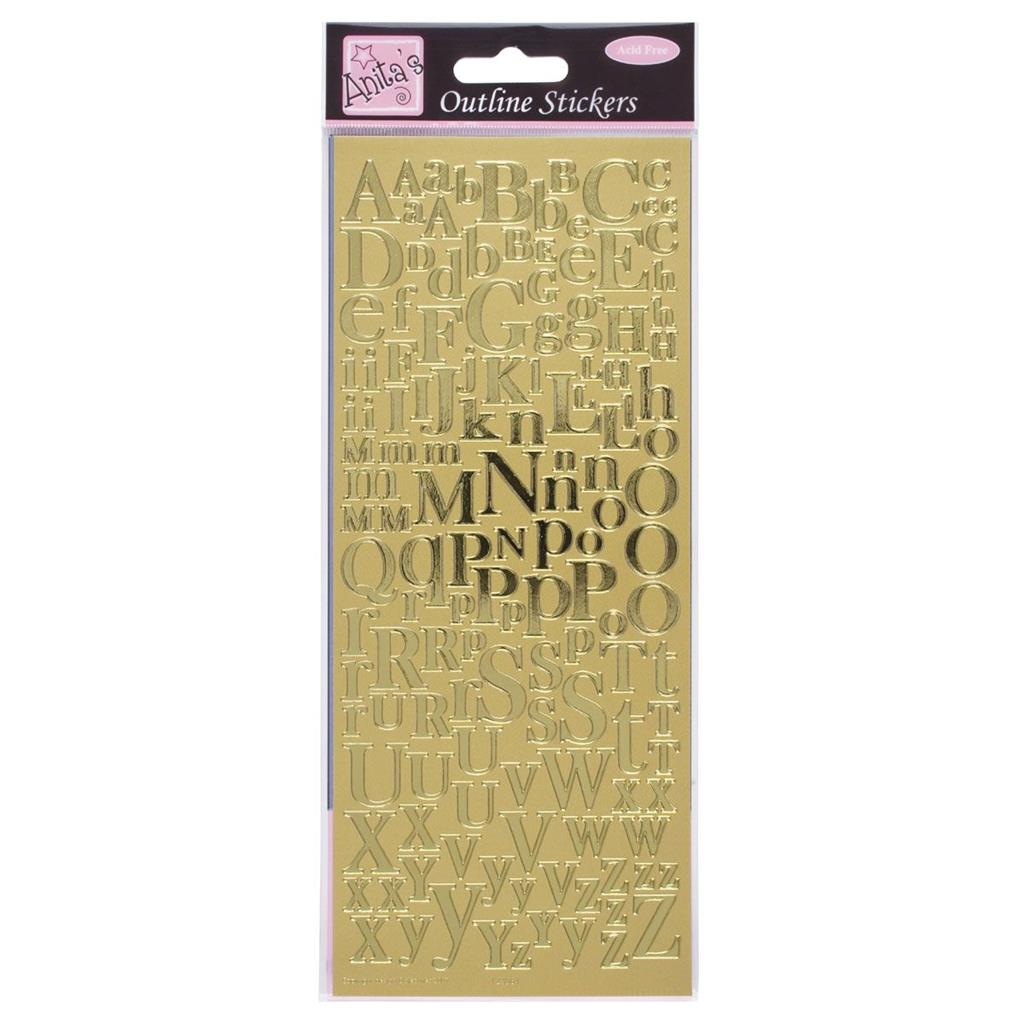 Anita's Outline Stickers - Mixed Serif Alphabets Gold