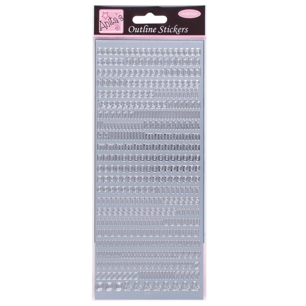 Anita's Outline Stickers - Small Letters Silver