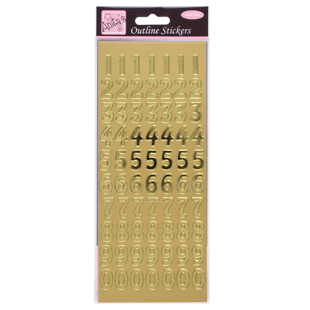 Anita's Outline Stickers - Large Numbers Gold