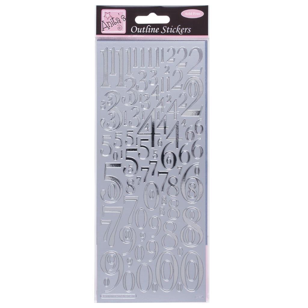 Anita's Outline Stickers - Mixed Numbers Silver