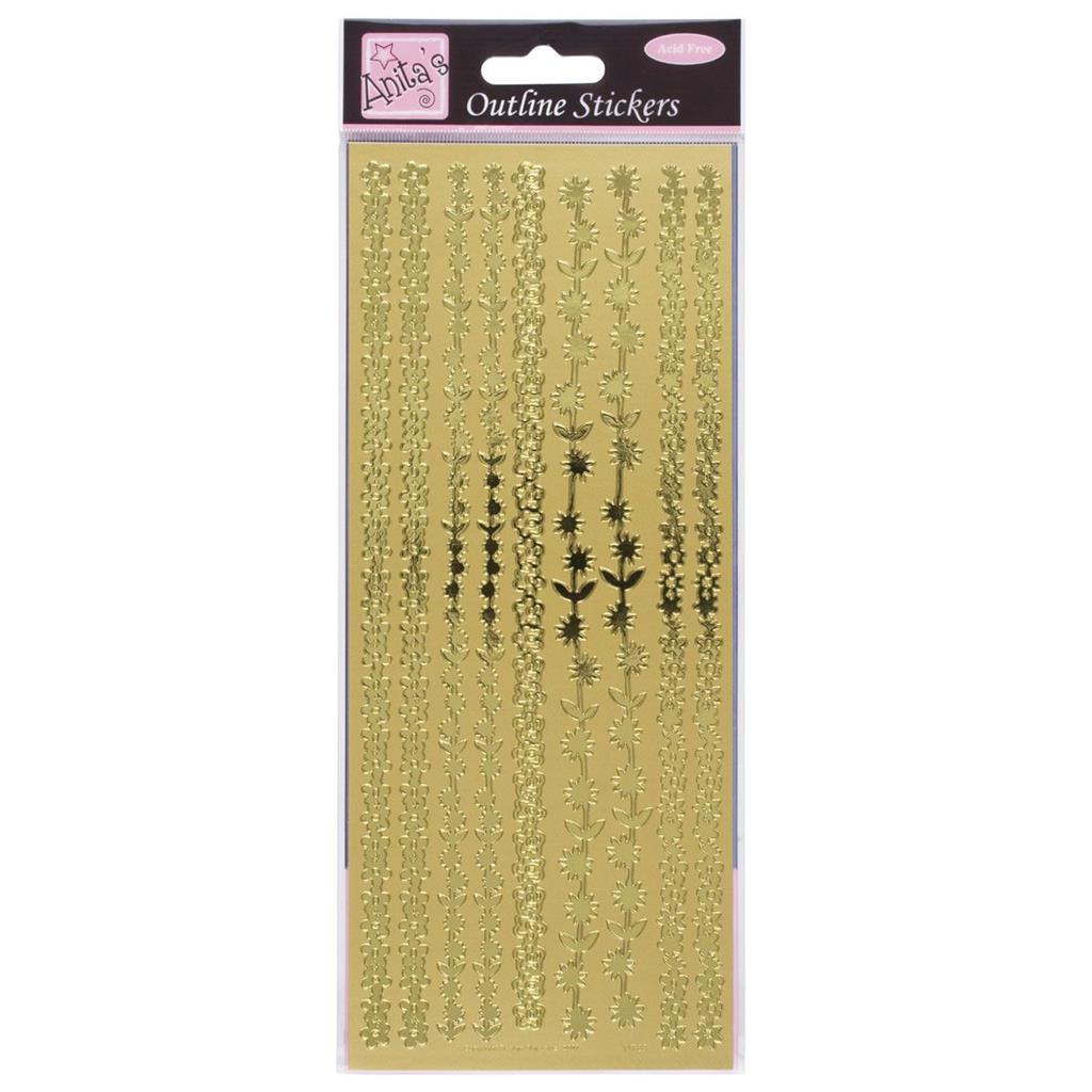 Anita's Outline Stickers - Floral Borders Gold