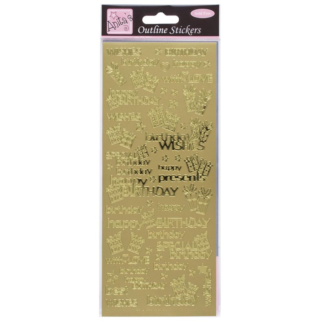 Anita's Outline Stickers - Special Birthday Wishes Gold