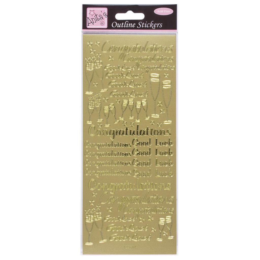 Anita's Outline Stickers - Congratulations Gold