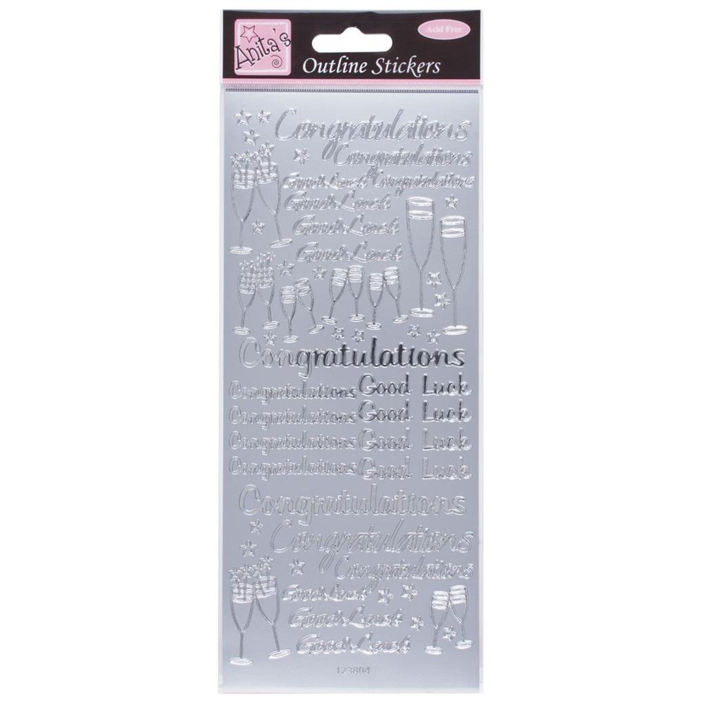 Anita's Outline Stickers - Congratulations Silver