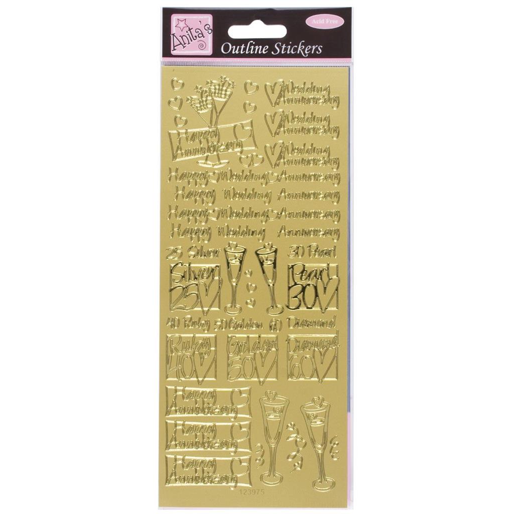 Anita's Outline Stickers - Wedding Anniversary Gold