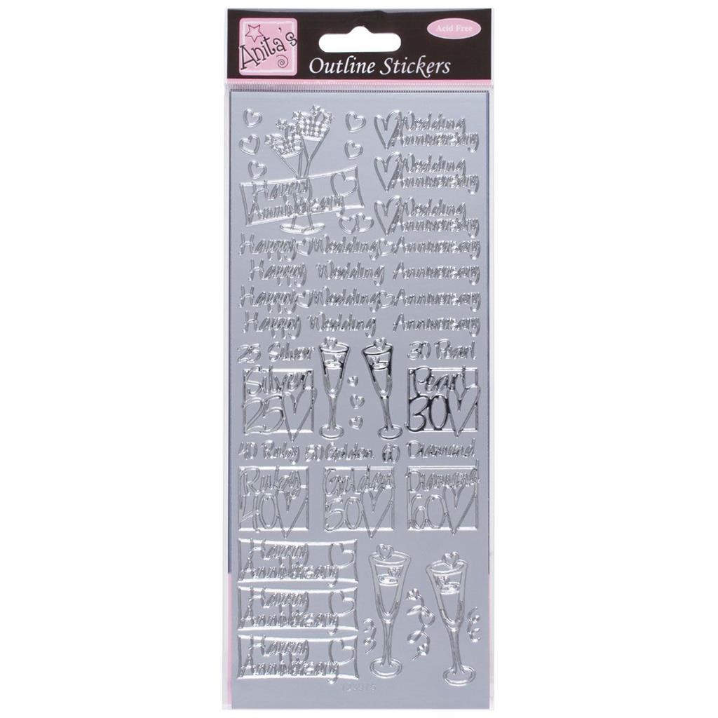 Anita's Outline Stickers - Wedding Anniversary Silver