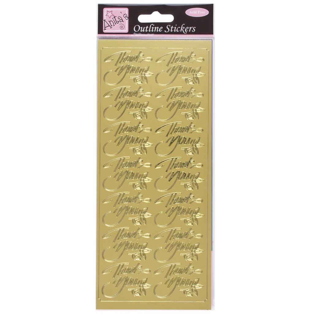 Anita's Outline Stickers - Elegant Thank You Gold