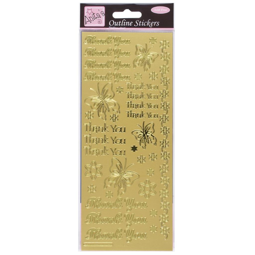 Anita's Outline Stickers - Thank You Gold