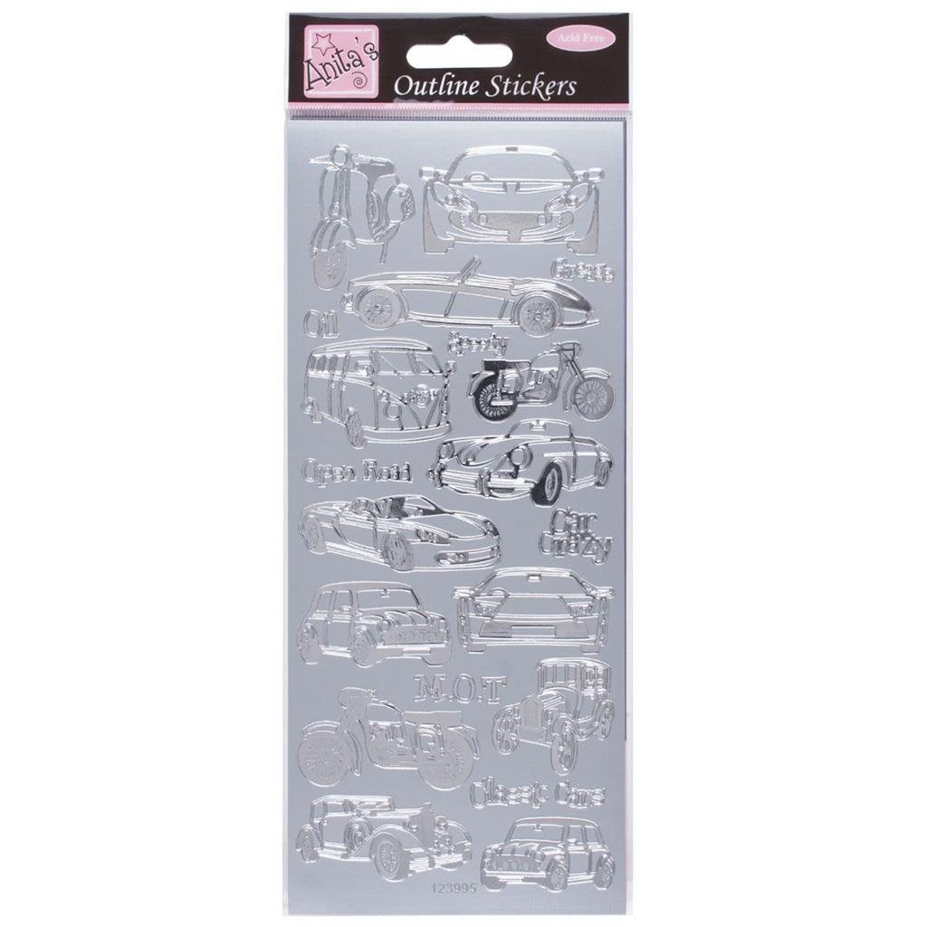 Anita's Outline Stickers - Car Collection Silver