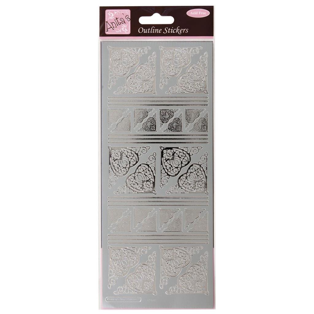 Anita's Outline Stickers - Celtic Heart Corners Silver