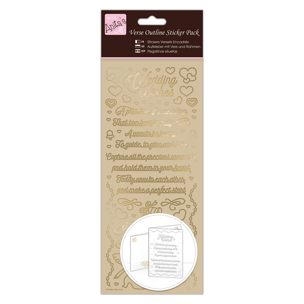 Anita's Outline Stickers - Verses - Wedding Wishes Gold