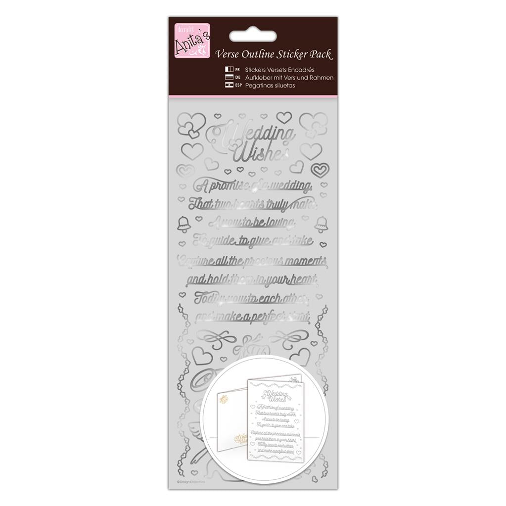 Anita's Outline Stickers - Verses - Wedding Wishes Silver