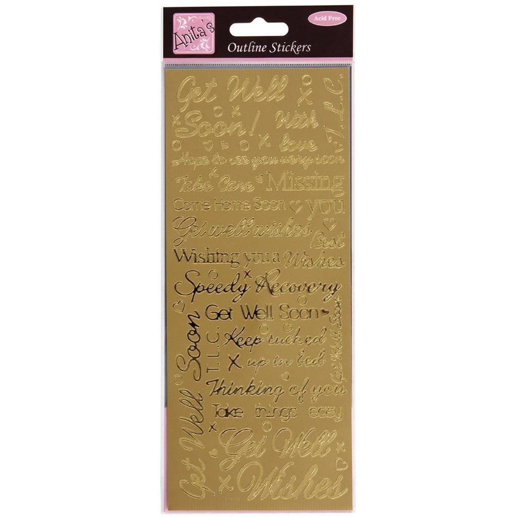 Anita's Outline Stickers - Get Well Soon Gold