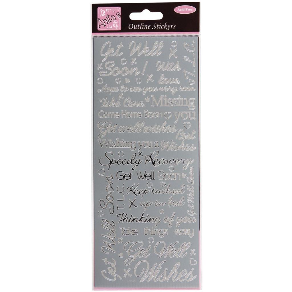 Anita's Outline Stickers - Get Well Soon Silver