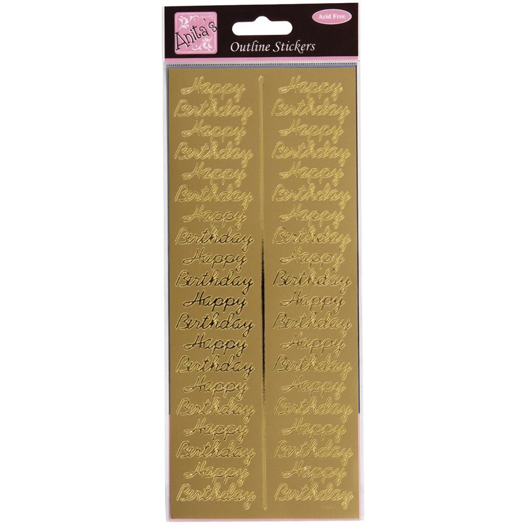 Anita's Outline Stickers - Birthday Repeated Gold