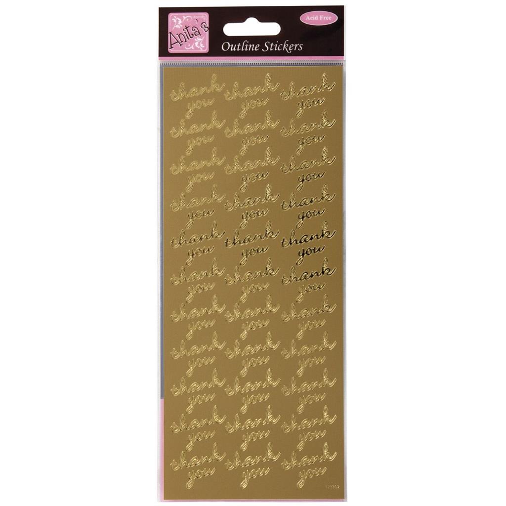 Anita's Outline Stickers - Thank You Repeated Gold