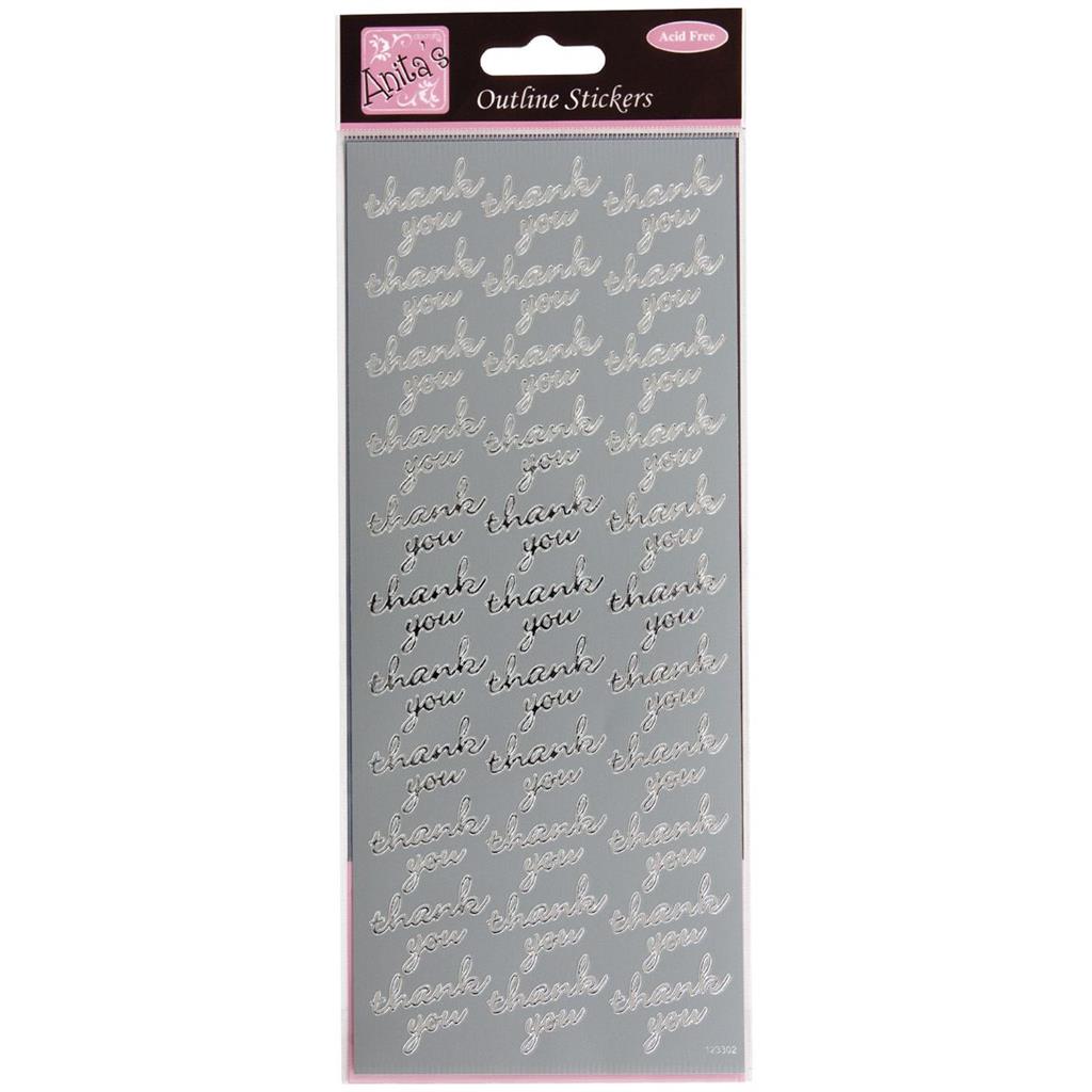 Anita's Outline Stickers - Thank You Repeated Silver