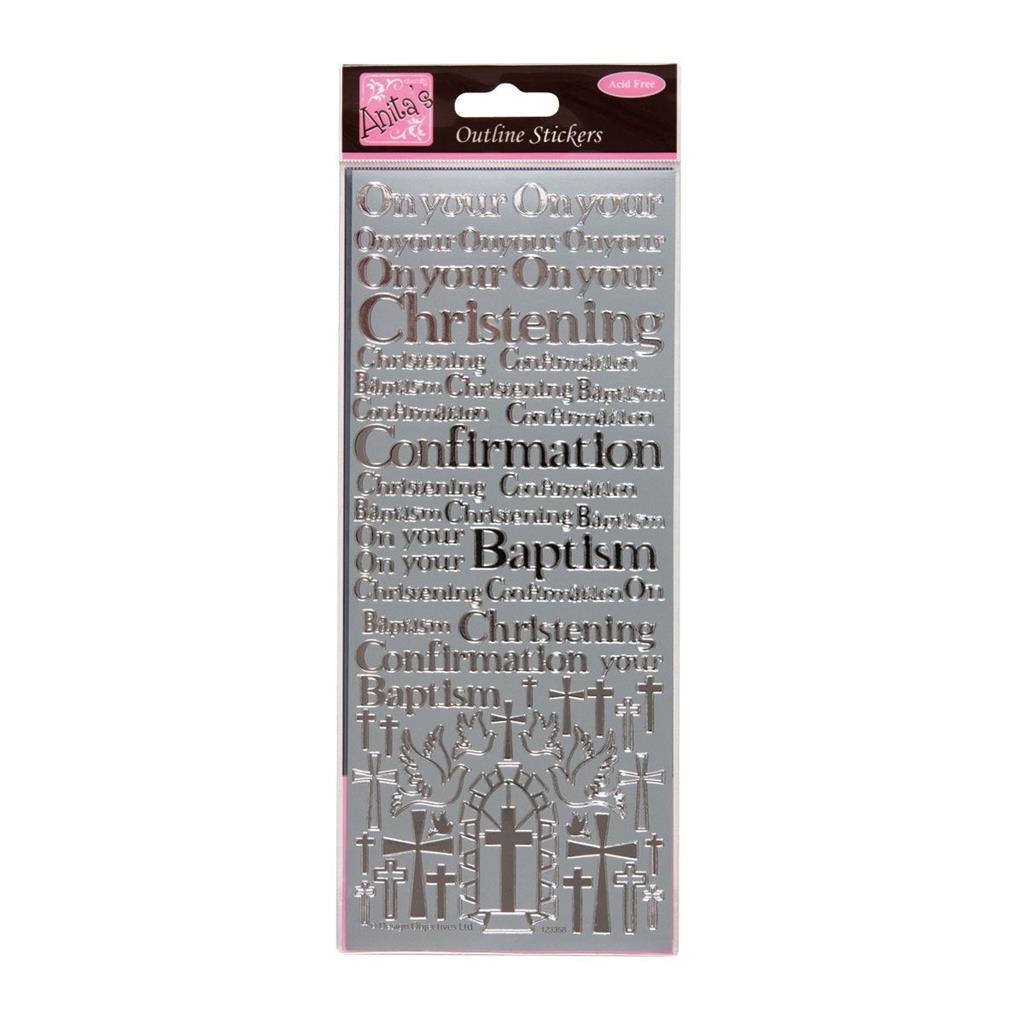 Anita's Outline Stickers - Christening & Baptism Silver