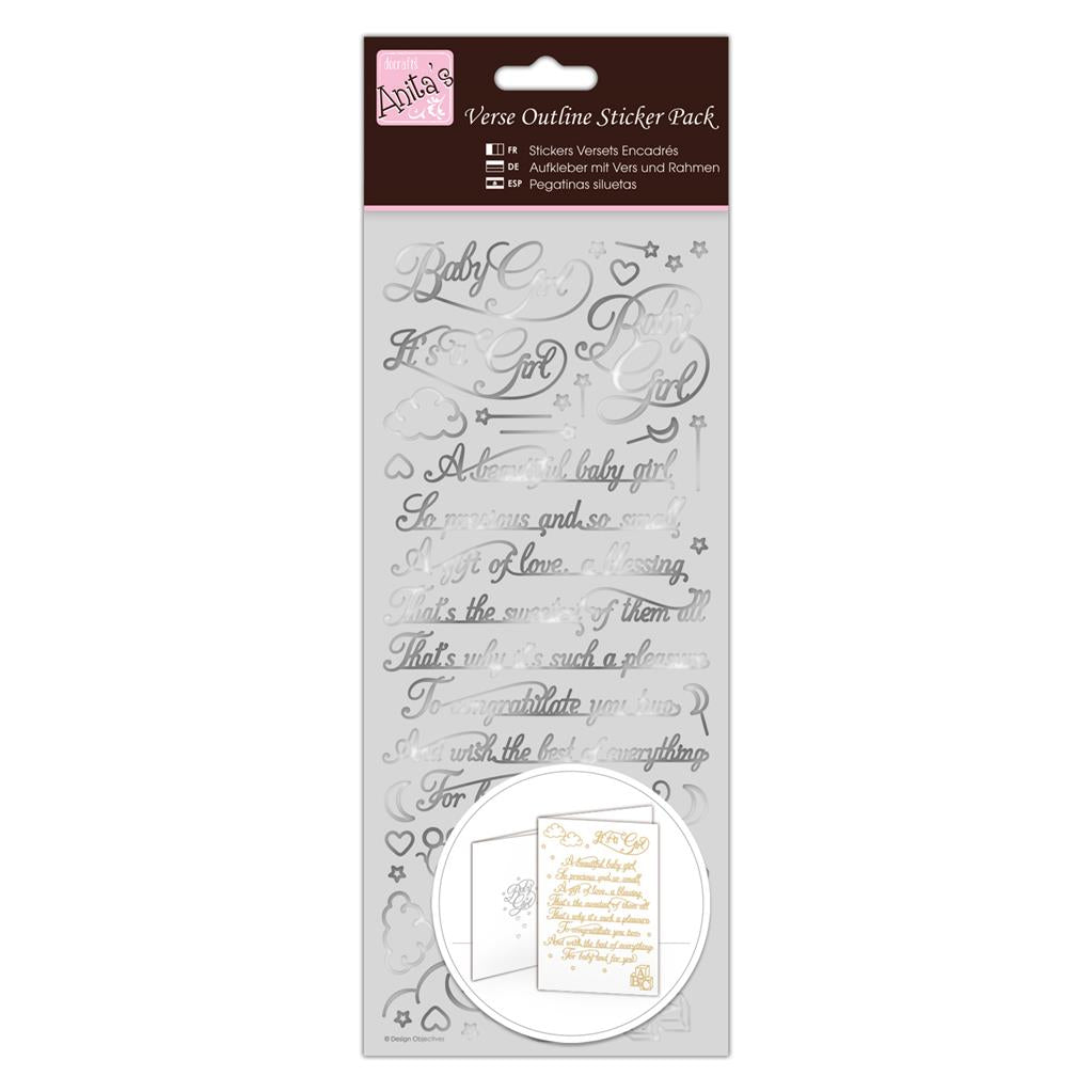 Anita's Outline Stickers - Verses - Baby Girl Silver