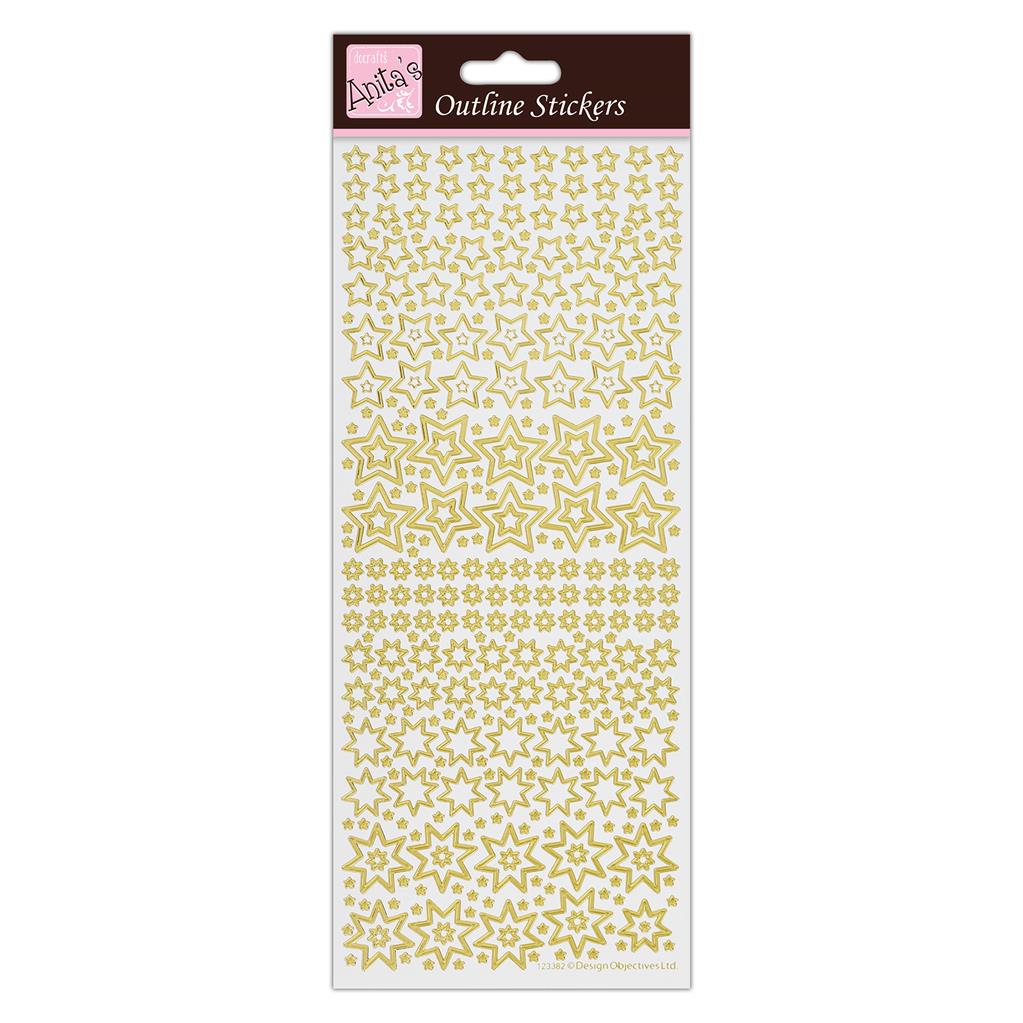 Anita's Outline Stickers - Sparkling Stars Gold on White