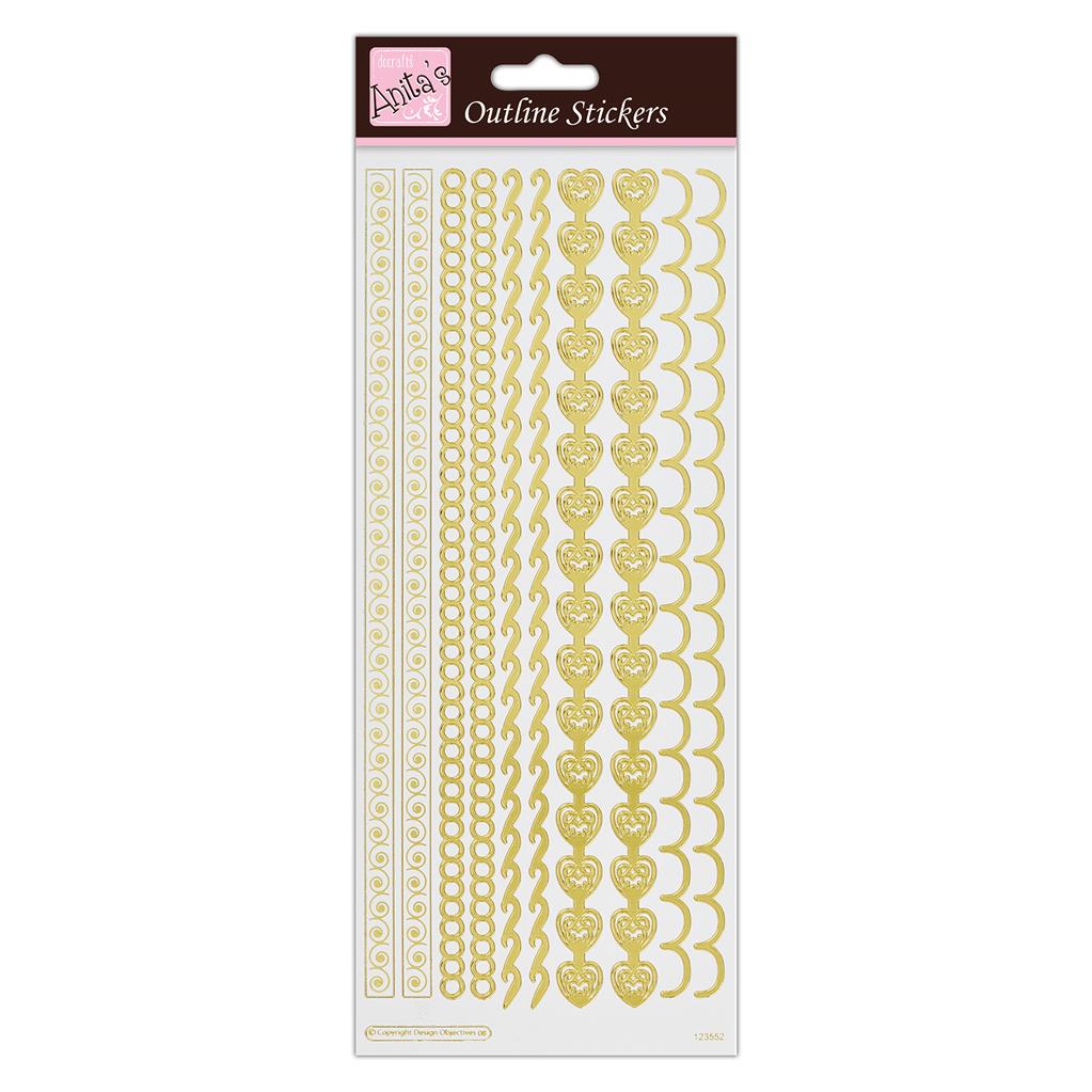 Anita's Outline Stickers - Borders Gold on White