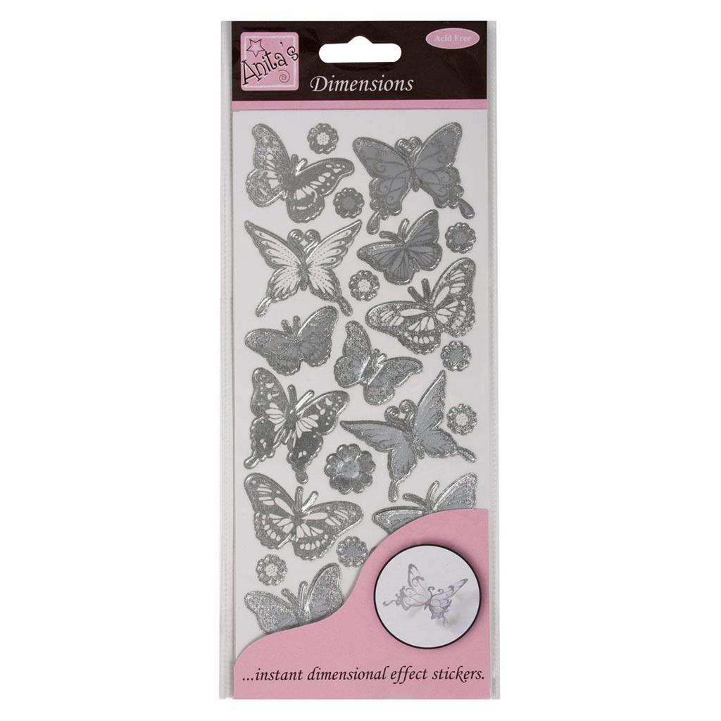 Anita's Dimensions Stickers - Butterflies Silver