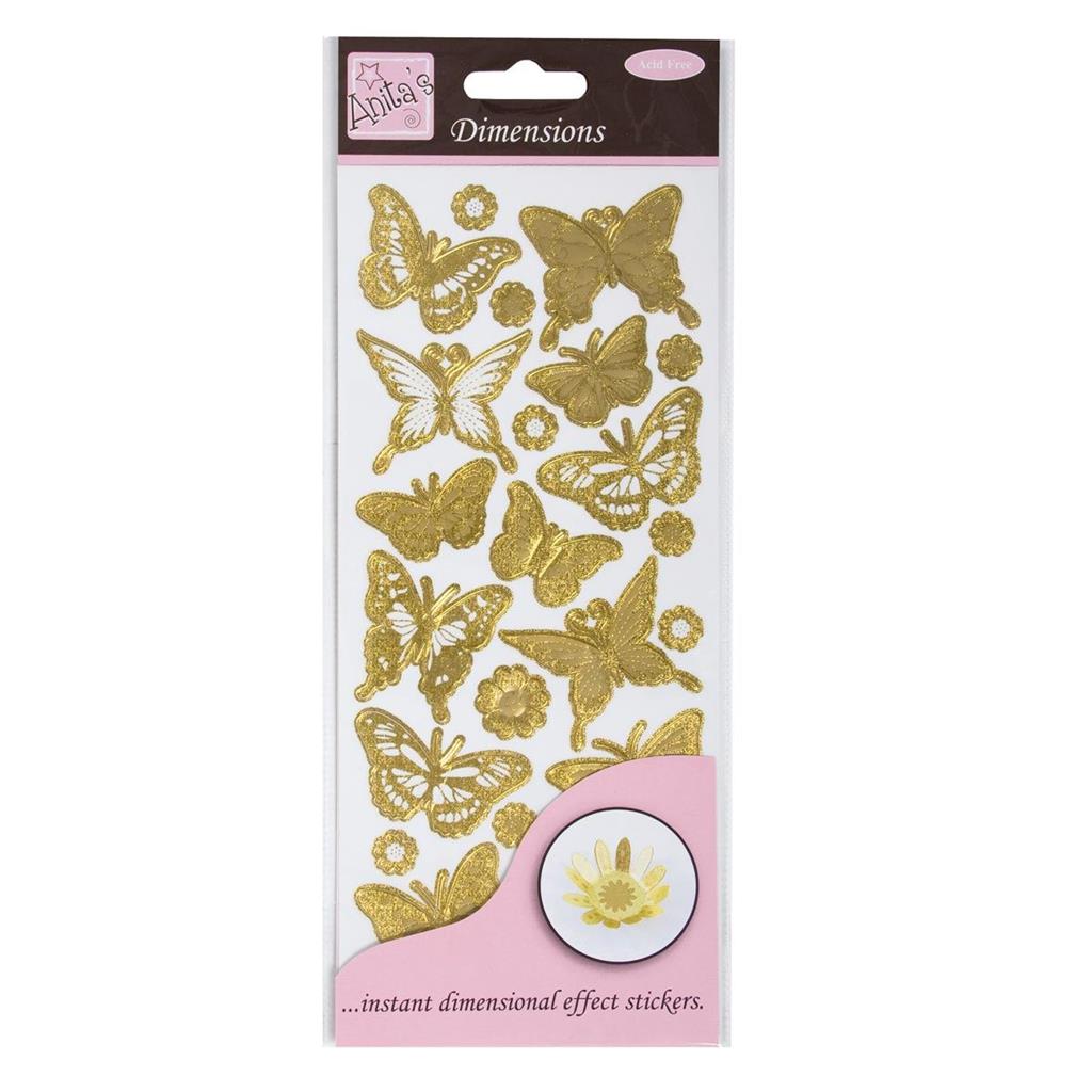 Anita's Dimensions Stickers - Butterflies Gold