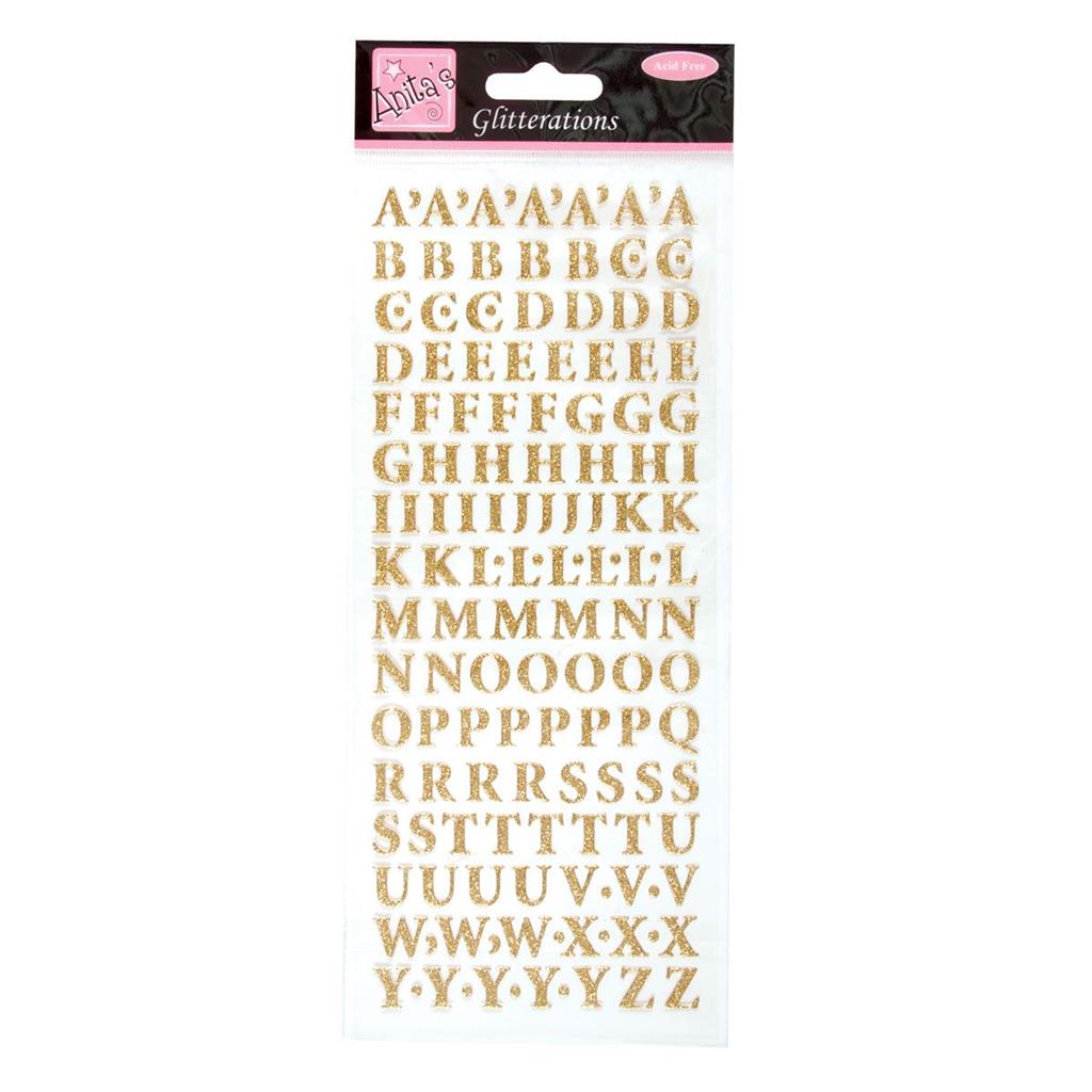 Anita's Glitterations Stickers - Upper Case Alphabet Gold