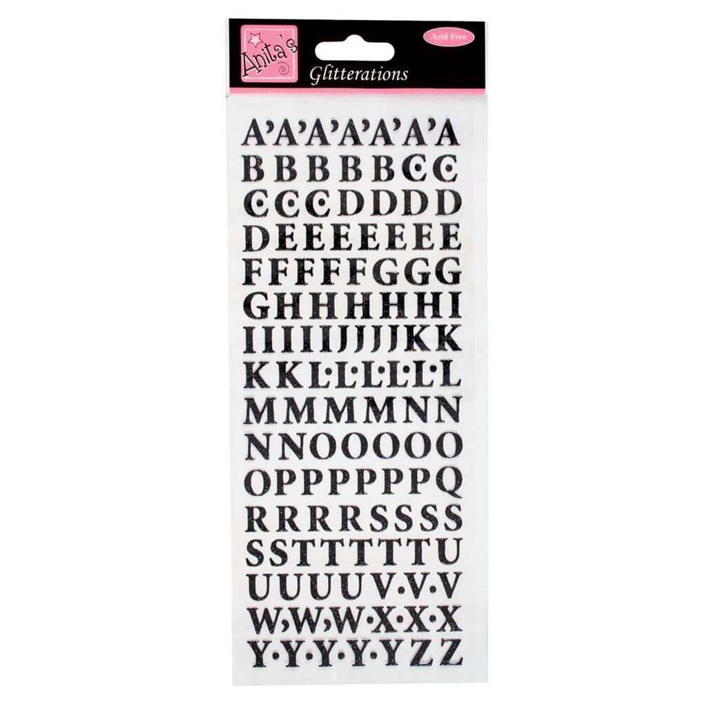 Anita's Glitterations Stickers - Upper Case Alphabet Black