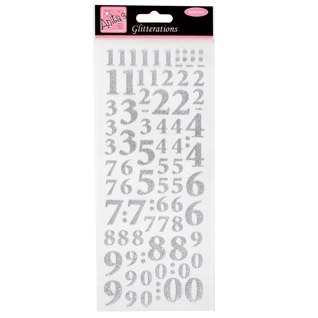 Anita's Glitterations Stickers - Numbers Silver