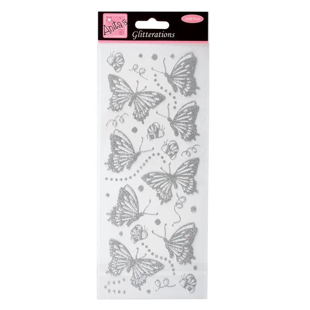 Anita's Glitterations Stickers - Butterflies Silver