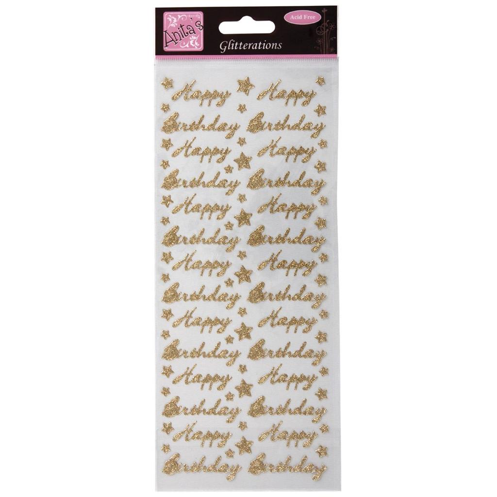 Anita's Glitterations Stickers - Happy Birthday Gold