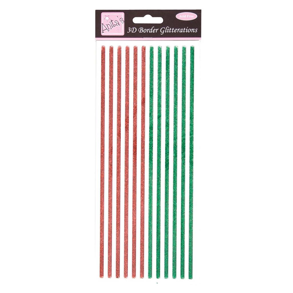 Anita's Glitterations Stickers - 3D Borders Red & Green