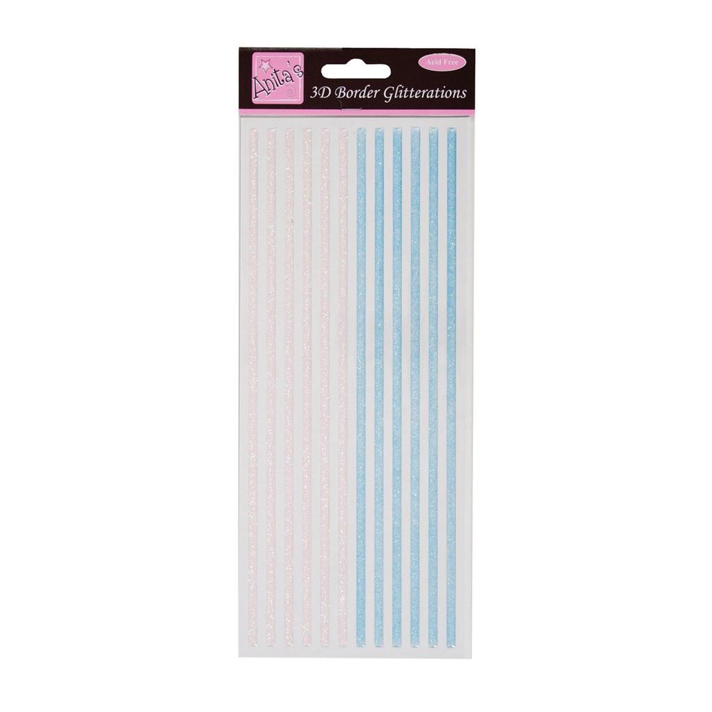 Anita's Glitterations Stickers - 3D Borders White & Pale Blue