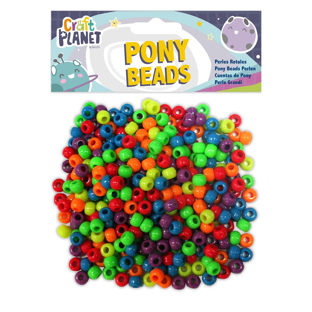 Craft Planet Pony Beads - Bright Neon Colours (500pcs)