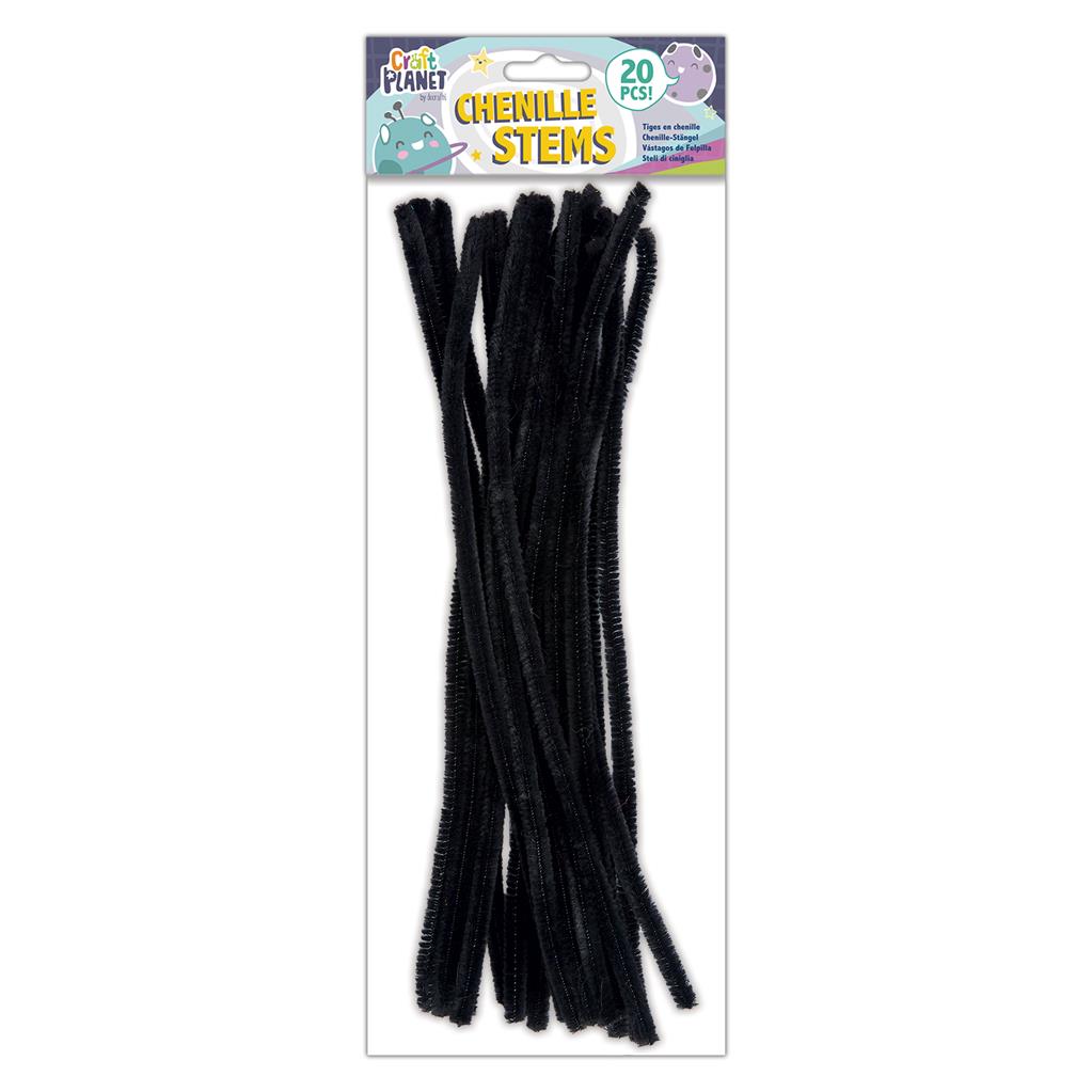 Craft Planet Chenille Stems Black 30cm (20pk)