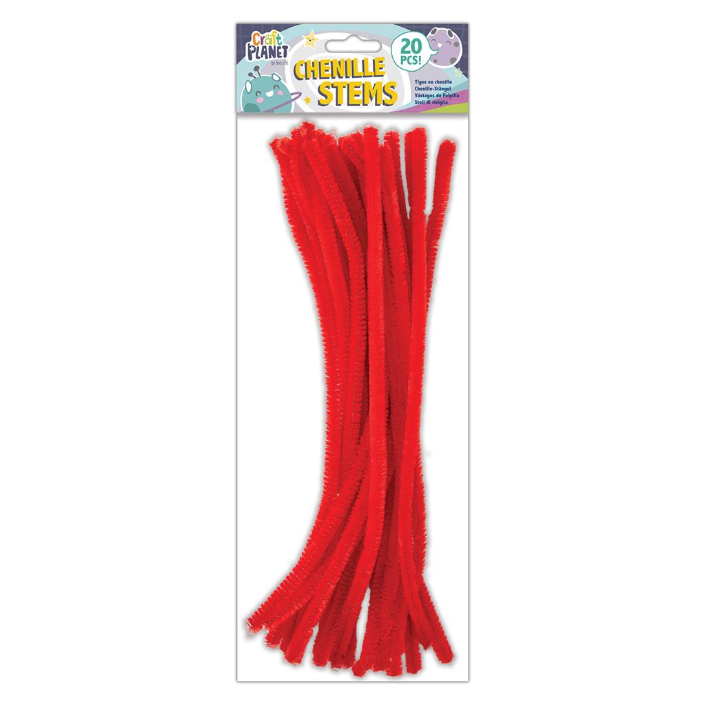 Craft Planet Chenille Stems Red 30cm (20pk)