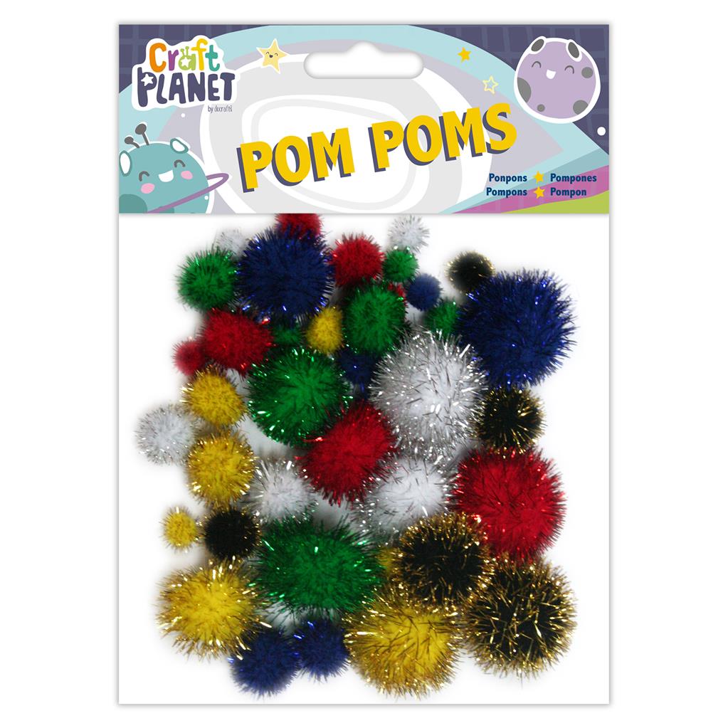 Craft Planet Pompoms - Glitter Colours (42pk)