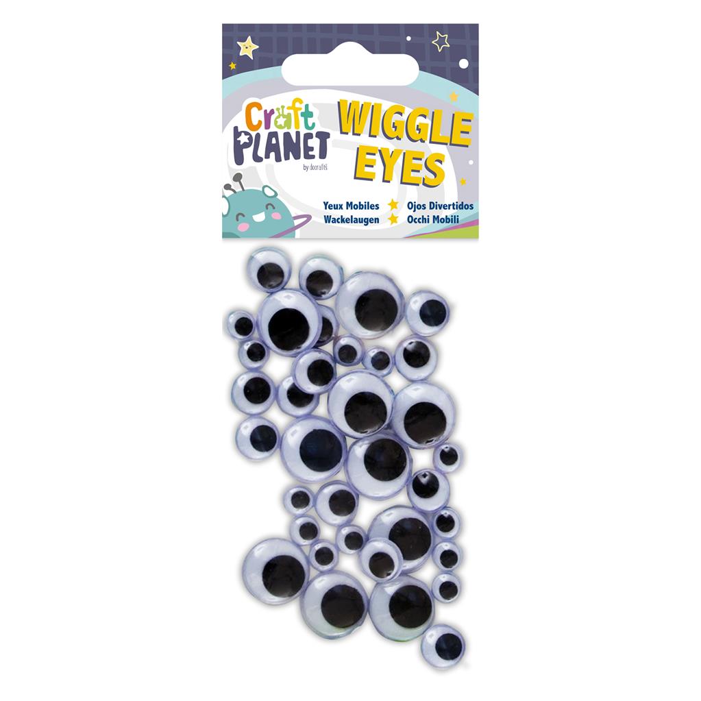 Craft Planet Wiggle Eyes Round - Black & White (Assorted Sizes) 40pk