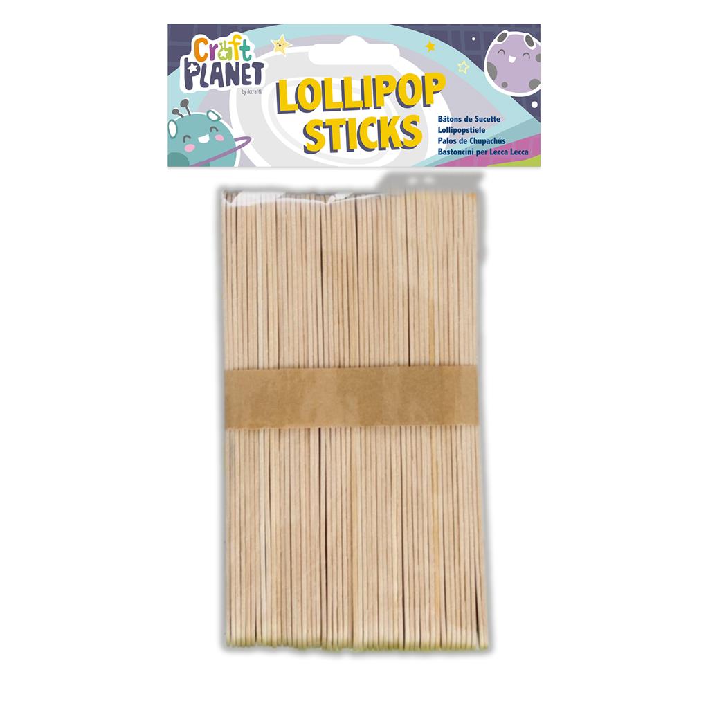 Craft Planet Lollipop Sticks - Natural Extra Large (50pcs)